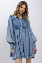 Load image into Gallery viewer, BlueVelvet Babydoll Chambray Mini Dress in Light Denim
