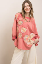 Load image into Gallery viewer, BlueVelvet Playful Heart Patched Oversized Top in Pink
