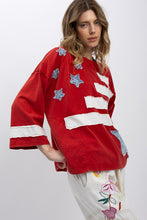 Load image into Gallery viewer, BlueVelvet USA Flag Inspired Patched Top in Red
