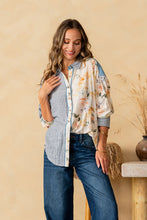 Load image into Gallery viewer, Sew in Love Striped and Floral Relaxed Fit Top in Denim/Ivory
