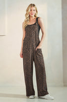 Heimish Leopard Print Ribbed Jumpsuit in Brown