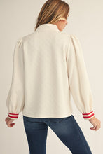 Load image into Gallery viewer, Jodifl Textured Mock Neck Half Zip Top in Ivory
