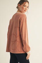 Load image into Gallery viewer, Jodifl Flower Patched Top with Contrasting Binding in Caramel
