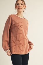Load image into Gallery viewer, Jodifl Flower Patched Top with Contrasting Binding in Caramel
