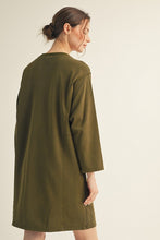 Load image into Gallery viewer, Jodifl Solid Color Large Flower Patched Dress in Olive
