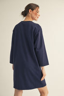 Jodifl Solid Color Large Flower Patched Dress in Navy