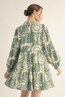 Jodifl Ric Rac Accent Floral Dress in Sage