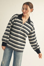 Load image into Gallery viewer, Jodifl Knit Striped Polo Top in Black
