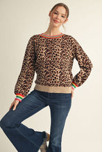 Load image into Gallery viewer, Jodifl Leopard Print Sweater with Multi Color Stripe Details in Animal
