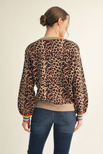 Load image into Gallery viewer, Jodifl Leopard Print Sweater with Multi Color Stripe Details in Animal
