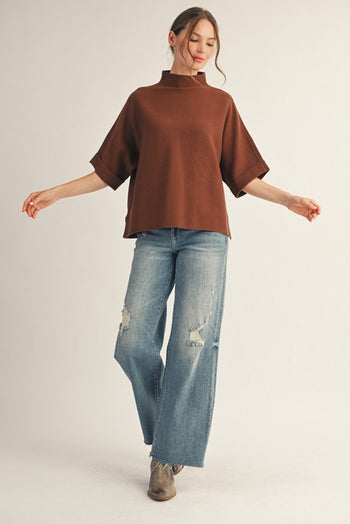 Jodifl Soft Knit Sweater Top in Brown ON ORDER