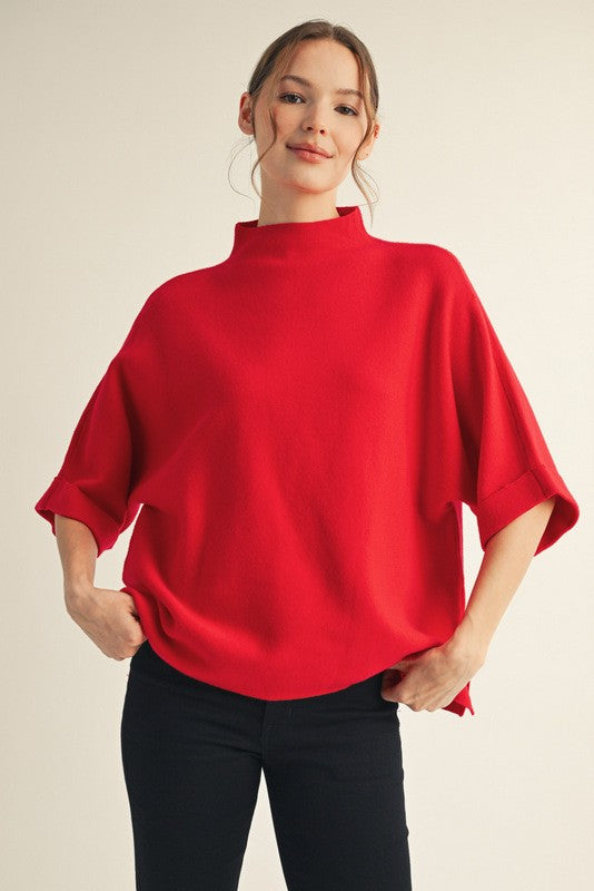 トップス herlipto Logo Jacquard Knit Top red Jodifl Soft Knit Sweater Top in Red – June Adel