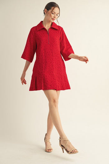 Jodifl Floral Jacquard Mini Dress in Red