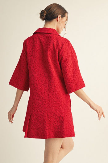 Jodifl Floral Jacquard Mini Dress in Red