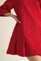 Jodifl Floral Jacquard Mini Dress in Red