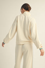 Load image into Gallery viewer, Jodifl Color Block Trim Detailed Half Zip Sweatshirt in Cream
