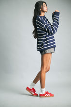 Load image into Gallery viewer, Wishlist OVERSIZED Striped Knit Sweater in Navy/White
