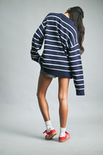 Load image into Gallery viewer, Wishlist OVERSIZED Striped Knit Sweater in Navy/White
