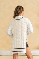 Sew in Love OVERSIZED Cable Knit Sweater Vest with Open Sides in Cream