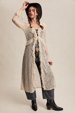 Load image into Gallery viewer, Listicle Sheer Lace Ruffled Duster Cardigan in Ecru
