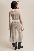 Load image into Gallery viewer, Listicle Sheer Lace Ruffled Duster Cardigan in Ecru
