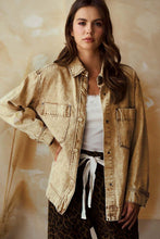 Load image into Gallery viewer, LovLov Vintage Washed Denim Shacket in Latte
