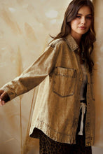Load image into Gallery viewer, LovLov Vintage Washed Denim Shacket in Latte
