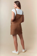 Load image into Gallery viewer, Fantastic Fawn Overall Mini Dress with Ribbon Bow Front in Camel
