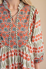 Load image into Gallery viewer, GiGio Contrasting Mixed Floral Mini Dress in Coral Mix
