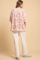 BlueVelvet Allover Heart Patched Top in Light Pink
