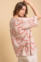 BlueVelvet Allover Heart Patched Top in Light Pink