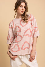 Load image into Gallery viewer, BlueVelvet Allover Heart Patched Top in Light Pink
