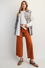 Load image into Gallery viewer, Easel Mixed Print Patchwork Shacket with Back Star Patches in Cream Blue
