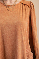 GiGio Mineral Washed Cotton Dress in Caramel