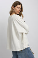 BlueVelvet OVERSIZED Leopard Bow Patched Top in White