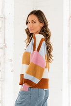 Load image into Gallery viewer, Sew in Love Color Block Striped Sweater in Camel/Mauve
