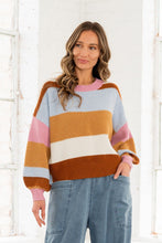 Load image into Gallery viewer, Sew in Love Color Block Striped Sweater in Camel/Mauve
