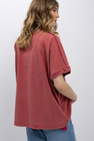 BlueVelvet Eyelet Lace Bow Patched Top in Magenta