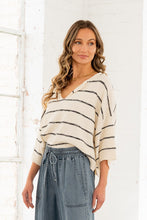 Load image into Gallery viewer, Sew in Love Textured Knit Striped Sweater in Cream/Black
