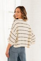 Sew in Love Textured Knit Striped Sweater in Cream/Black