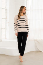 Load image into Gallery viewer, Sew in Love Knit Sweater with Contrasting Stripes in Oatmeal Black
