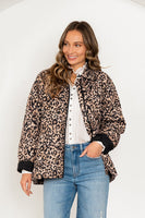 Sew in Love Quilted Leopard Jacket in Taupe/Black