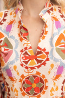 VOY Boarder Print Midi Dress in Orange