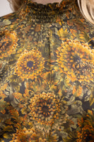 VOY Contrasting Print Top in Brown