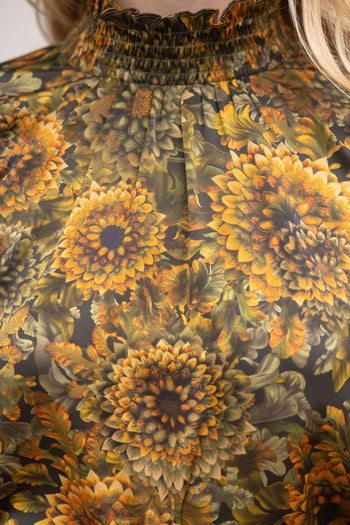 VOY Contrasting Print Top in Brown