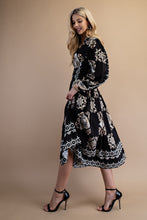 Load image into Gallery viewer, GiGio Tile Print Midi Dress in Black
