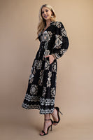GiGio Tile Print Midi Dress in Black