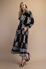 Load image into Gallery viewer, GiGio Tile Print Midi Dress in Black
