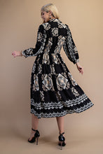 Load image into Gallery viewer, GiGio Tile Print Midi Dress in Black
