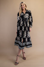 Load image into Gallery viewer, GiGio Tile Print Midi Dress in Black
